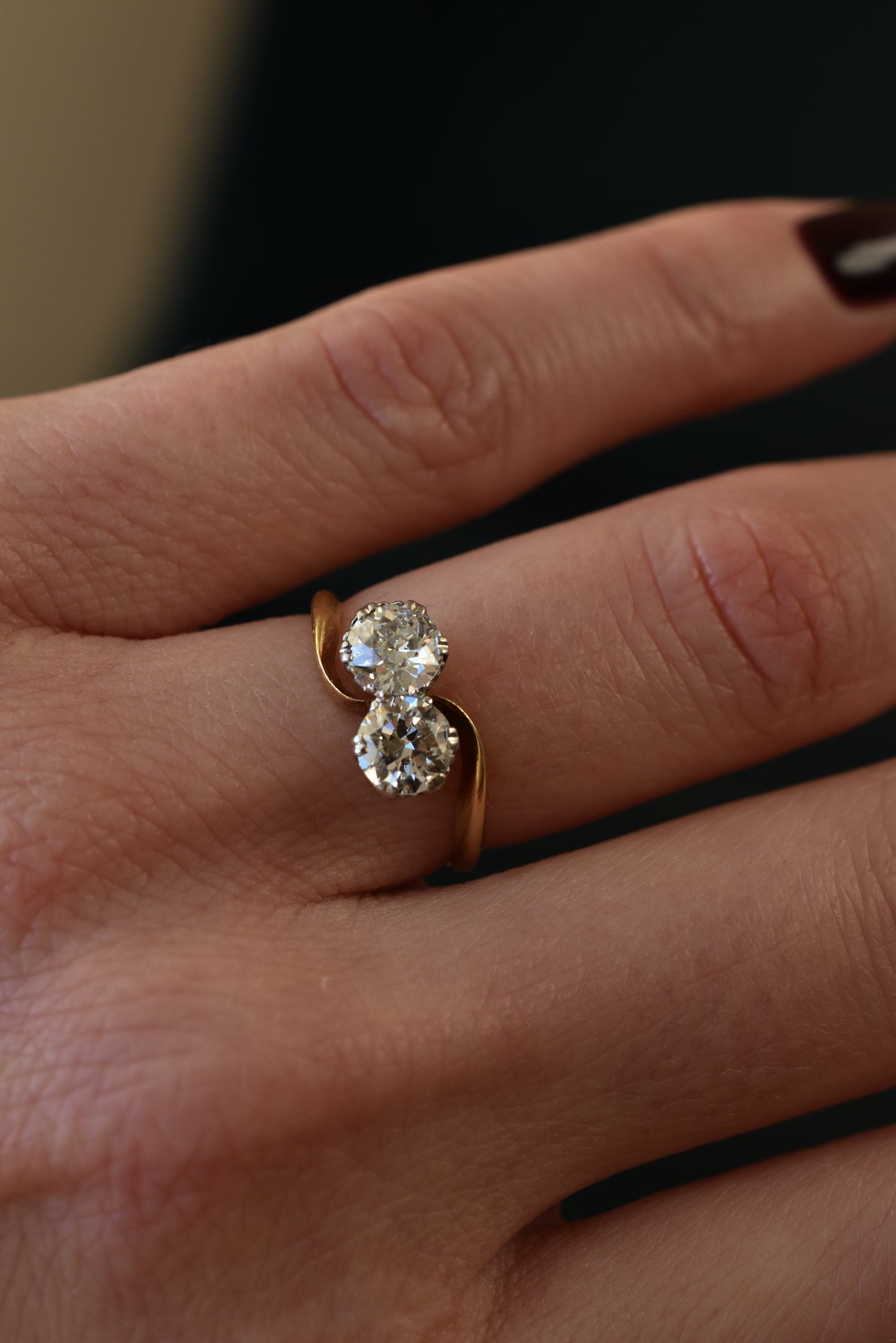 Vintage 'Toi et Moi' 1.00Ct Diamond Engagement Ring in 18K Yellow Gold