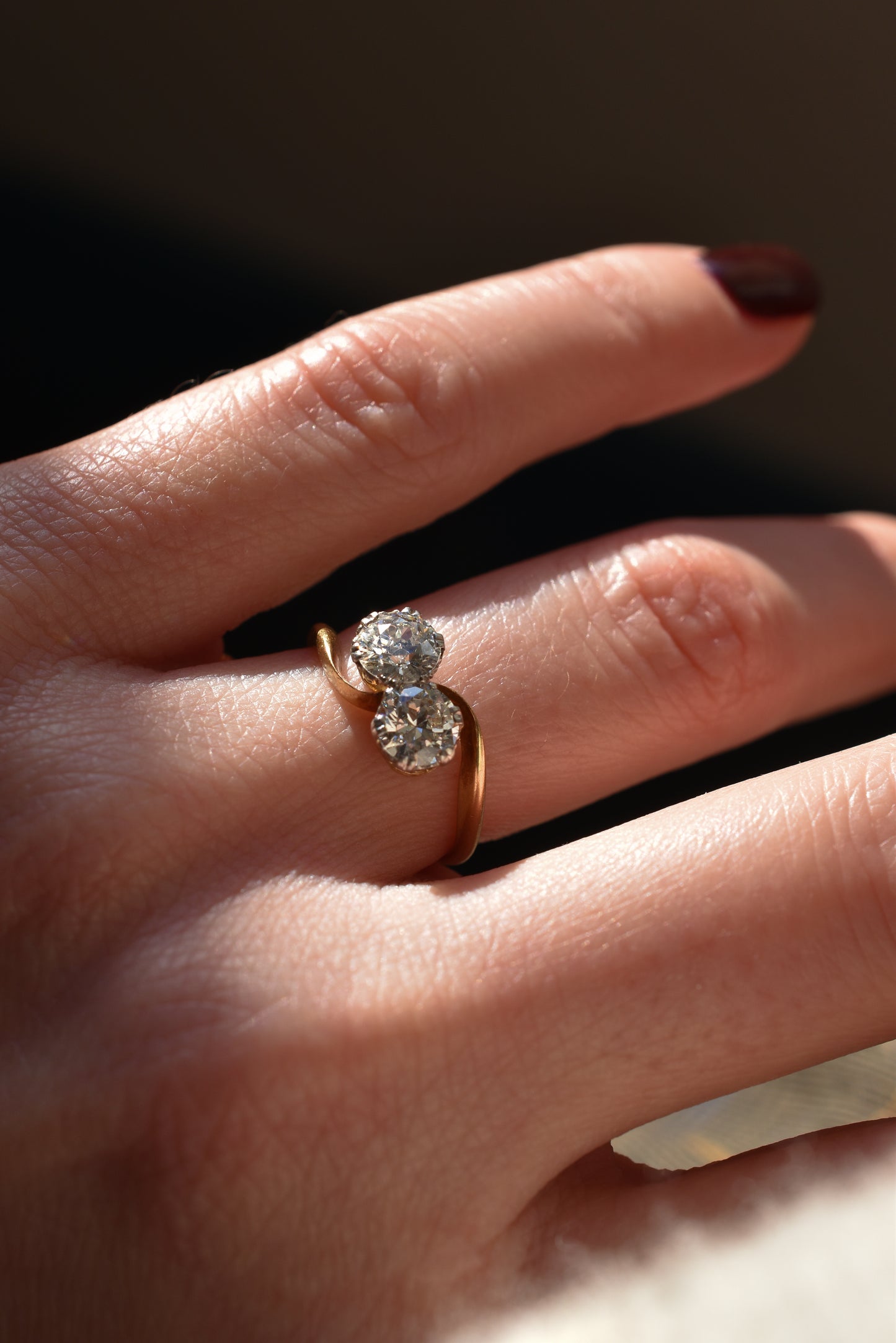 Vintage 'Toi et Moi' 1.00Ct Diamond Engagement Ring in 18K Yellow Gold