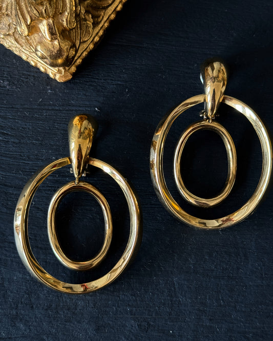 1970s Italian Large 18k Solid Gold Hoop Earrings - 26.50 grams