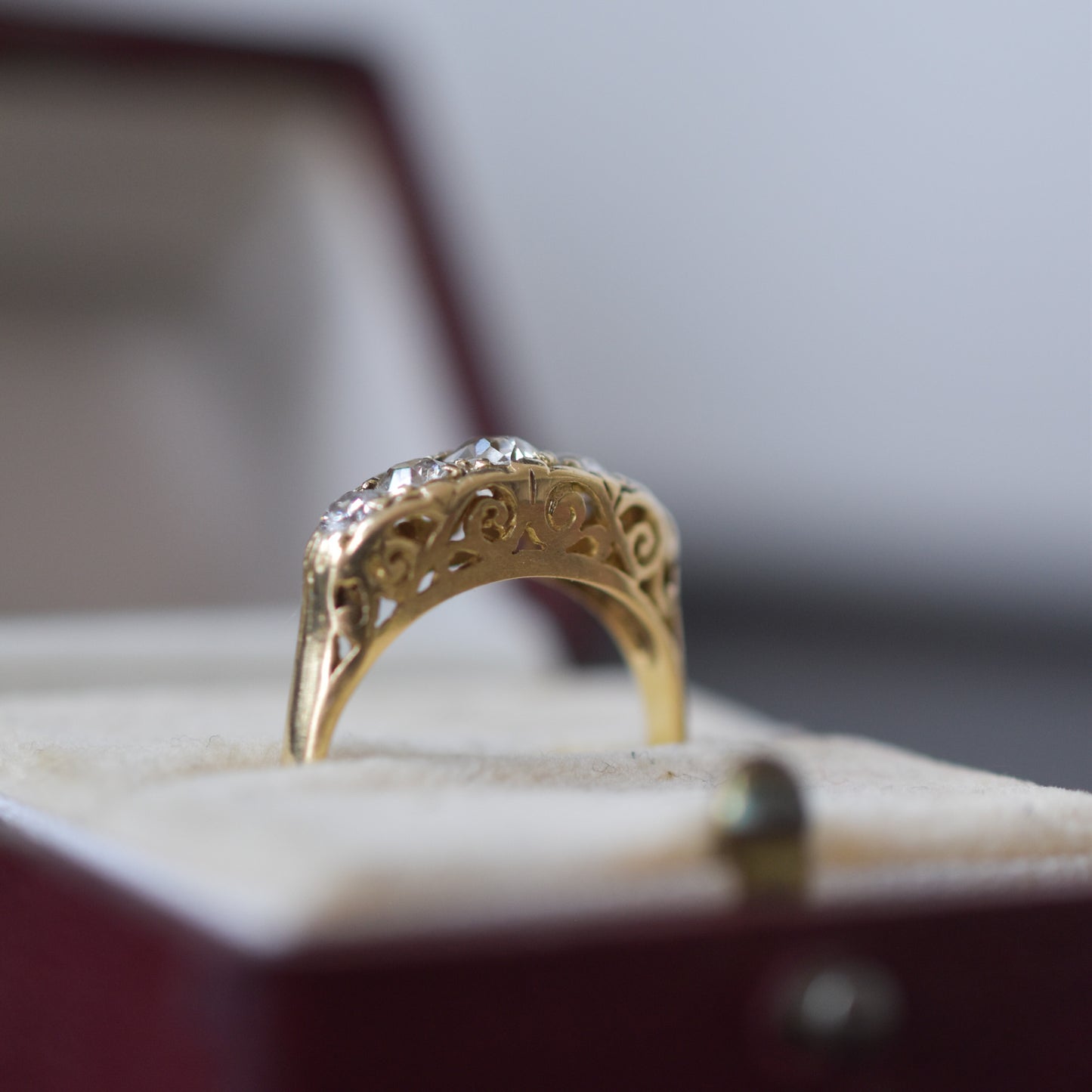 Antique Victorian 18k Gold Diamond Five Stone Ring