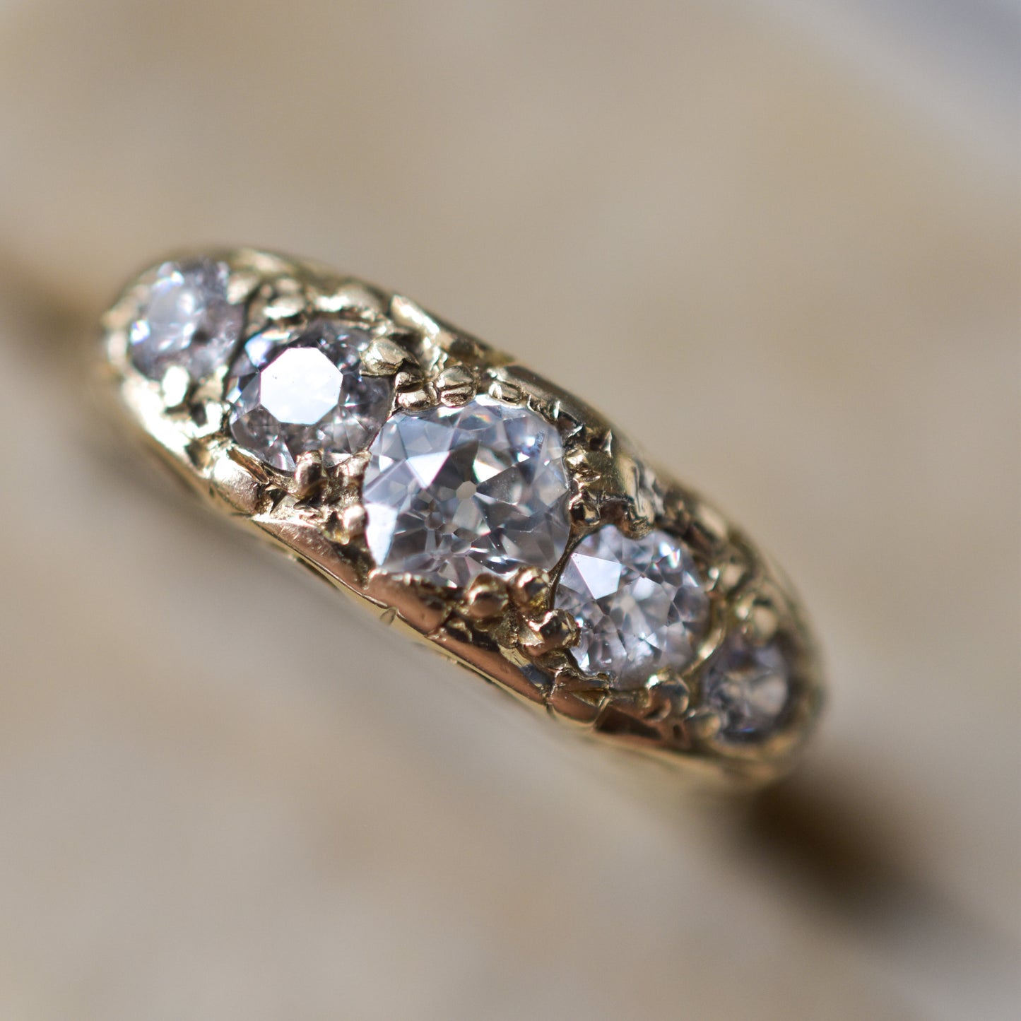 Antique Victorian 18k Gold Diamond Five Stone Ring