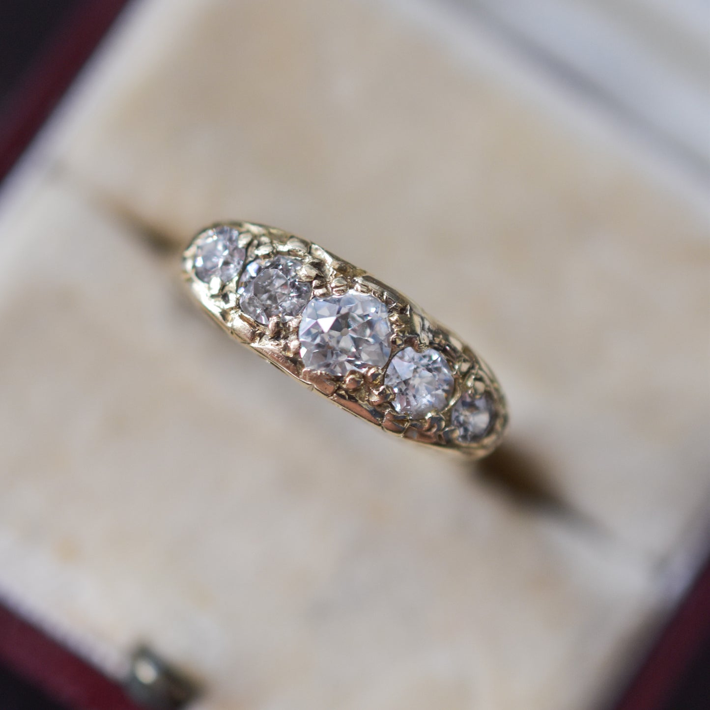 Antique Victorian 18k Gold Diamond Five Stone Ring