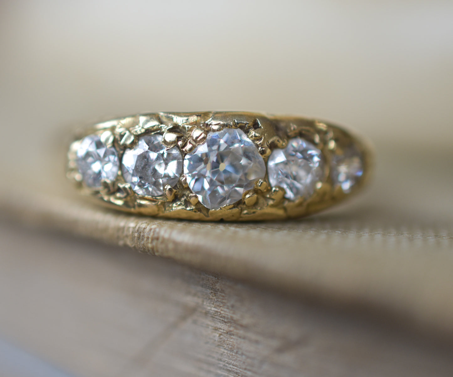 Antique Victorian 18k Gold Diamond Five Stone Ring