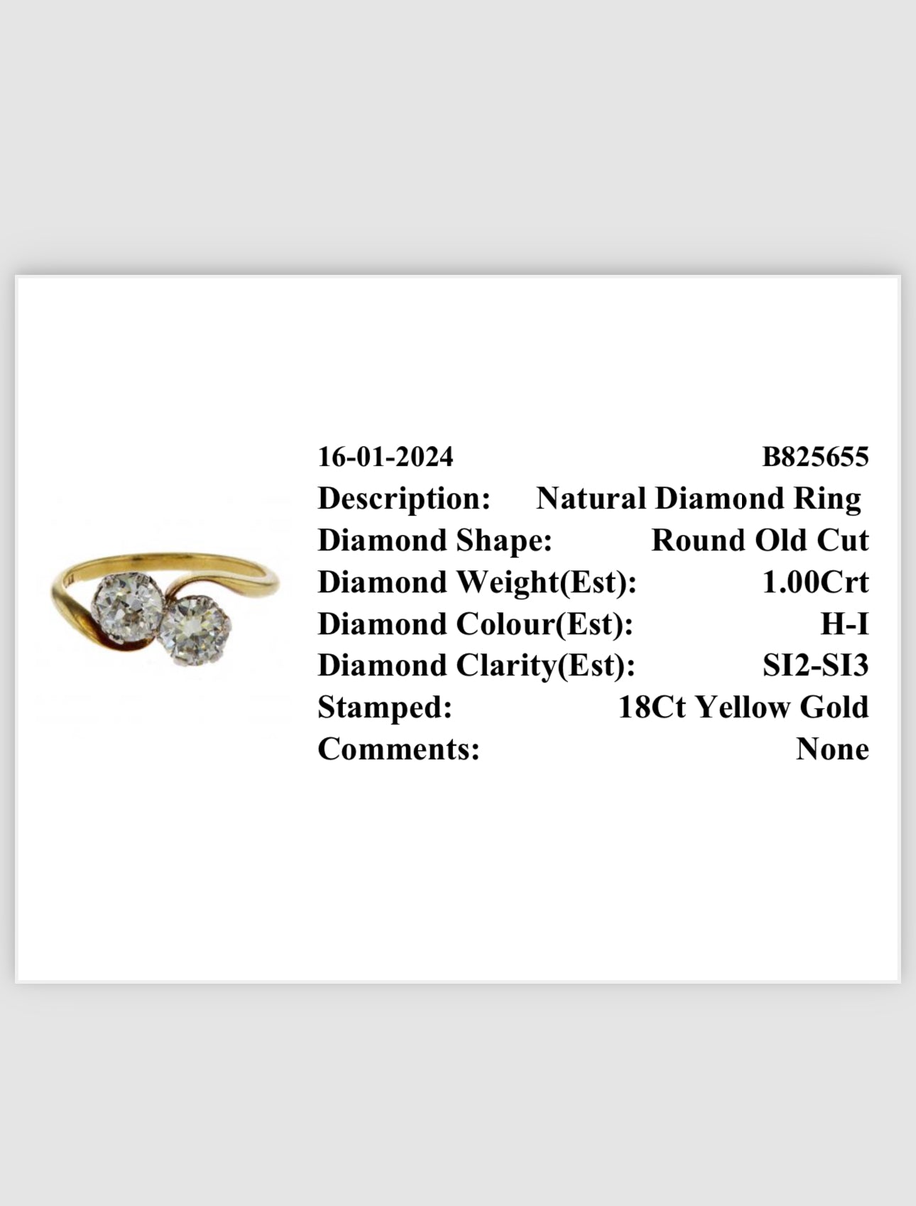 Vintage 'Toi et Moi' 1.00Ct Diamond Engagement Ring in 18K Yellow Gold