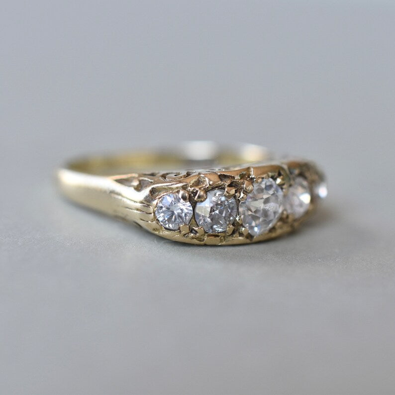 Antique Victorian 18k Gold Diamond Five Stone Ring