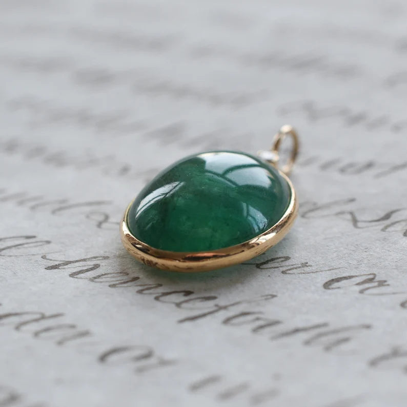 8.30ct Vintage Emerald and Diamond 18k Gold Pendant